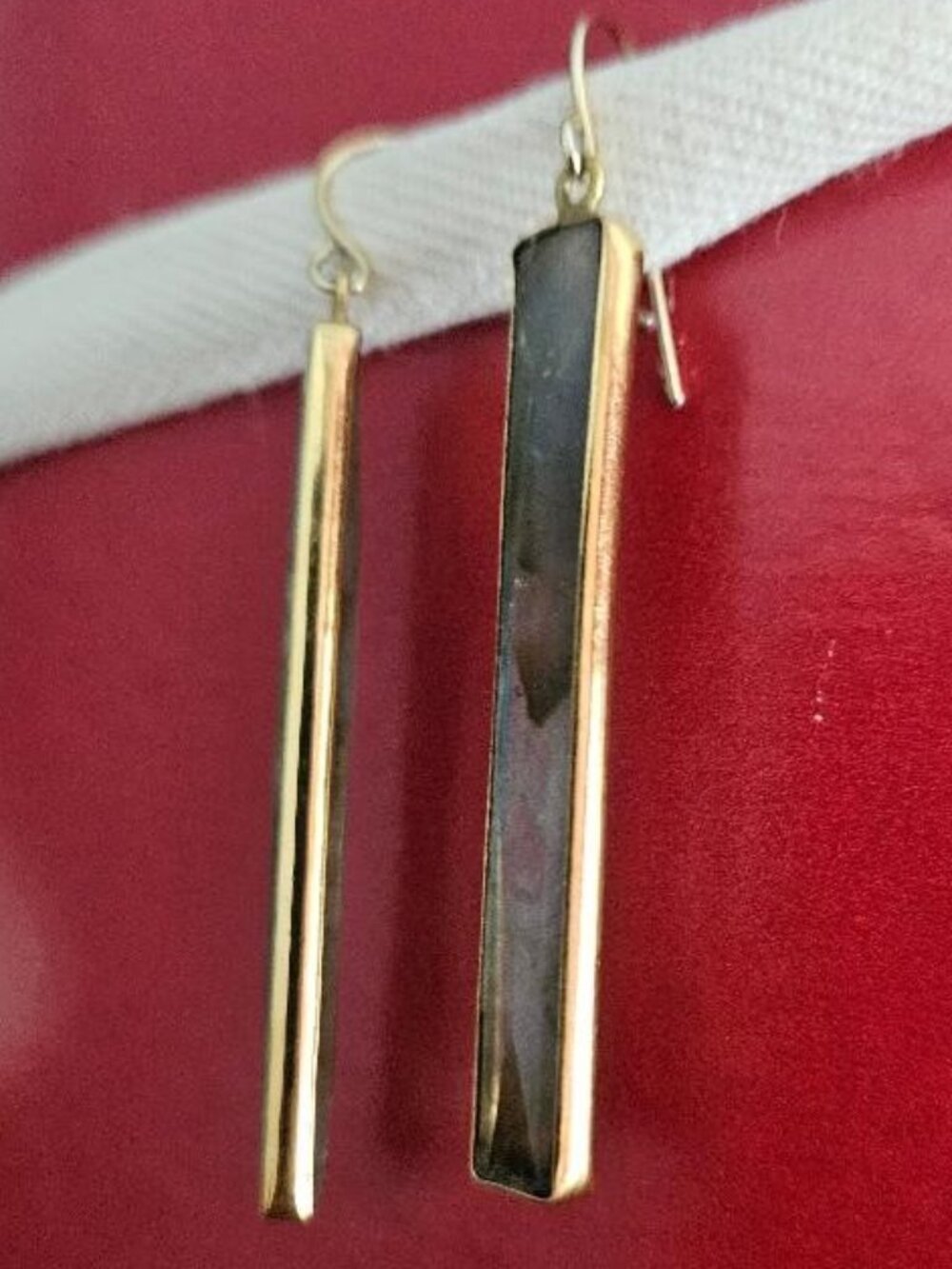 Long Labradorite Statement Earrings - Picture 5 of 8